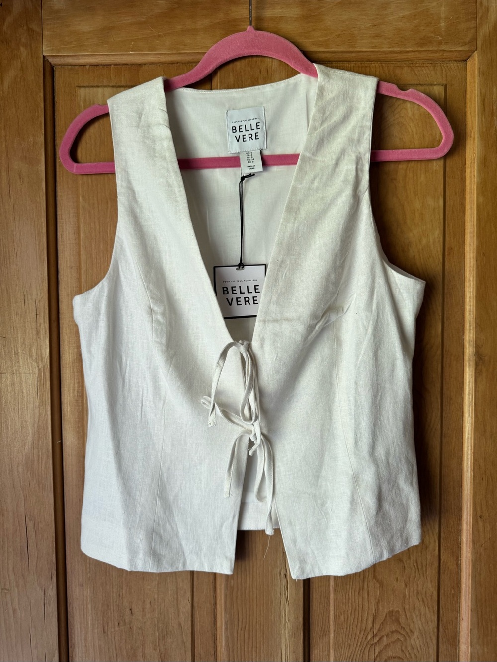 Belle Vere White Linen Tie-Front Tank Vest